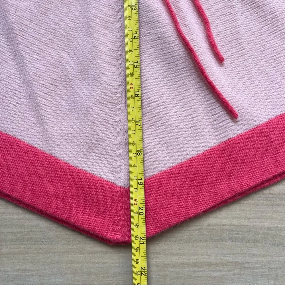 Pink Cape 100% Cashmere Poncho Sweater Fits Petite Fairy Asymmetrical Whimsy - Picture 4 of 8